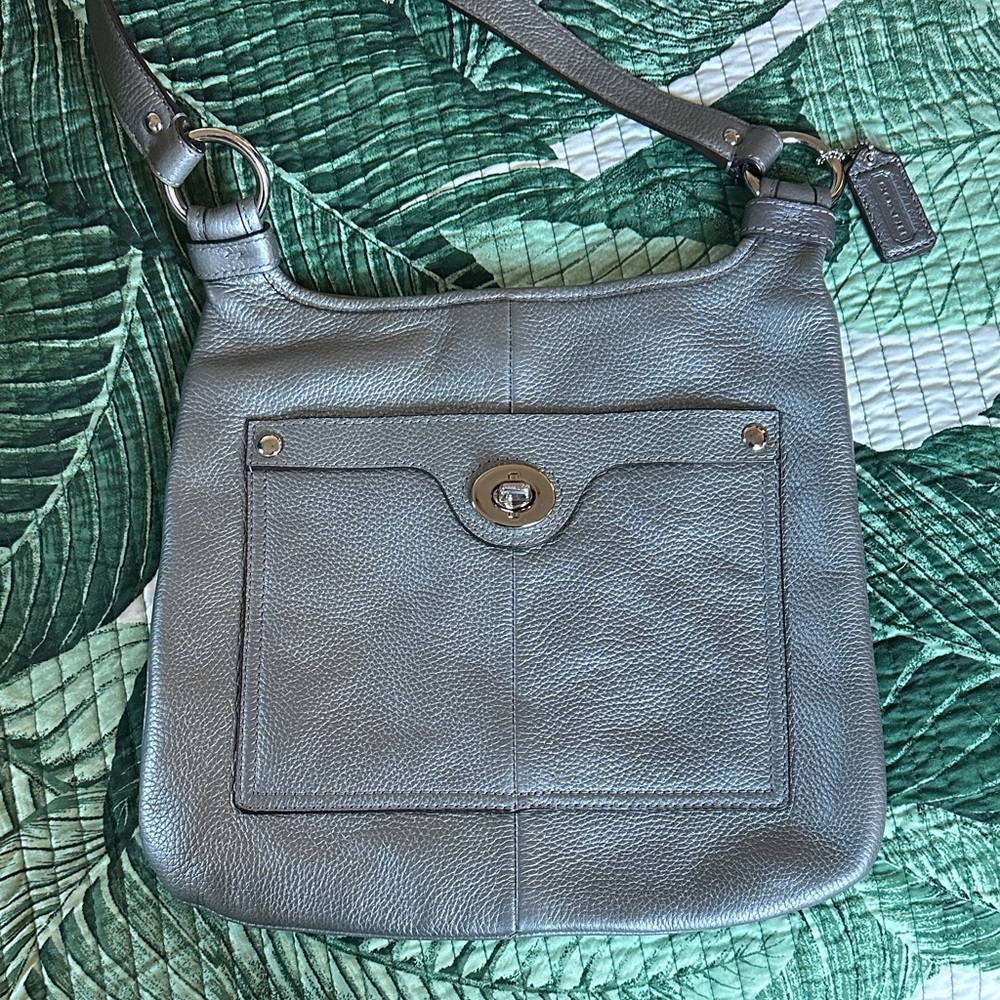 Coach Metallic Gray Leather Bag